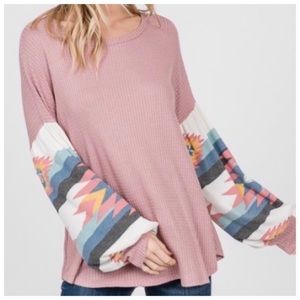 Mauve boho bishop sleeve top